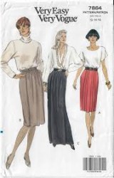 7864 VOGUE VERY EASY SOFT PLEAT SKIRT LENGTHS PATTERN 12-16 UNCUT